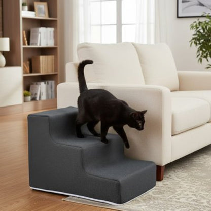 escalier pour chat moderne gris trois marches chat salon