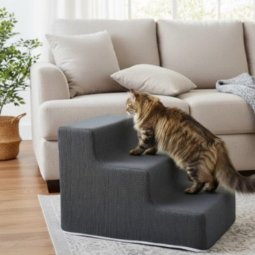 escalier pour chat moderne gris trois marches chat salon