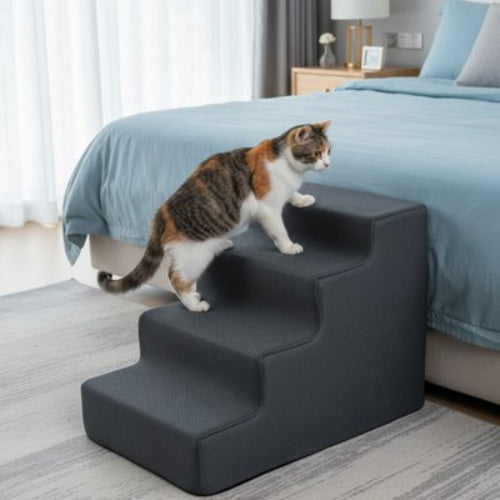 escalier pour chat moderne noir quatre marches chat chambre