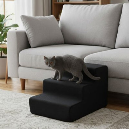 escalier pour chat moderne noir trois marches canape salon
