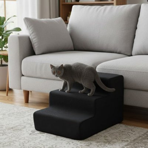 escalier pour chat moderne noir trois marches canape salon