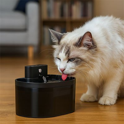 fontaine a eau chat compact et moderne avec chat
