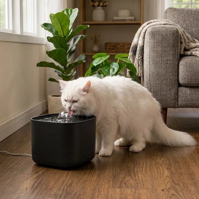fontaine a eau chat noir moderne minimaliste salon canape
