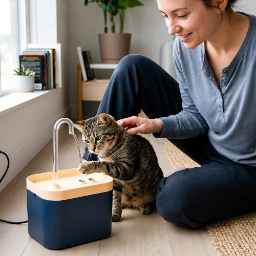 fontaine a eau chat stabilite optimale bleu maitresse salon
