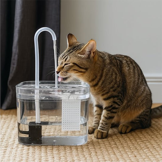 fontaine a eau chat​ transparente avec chat