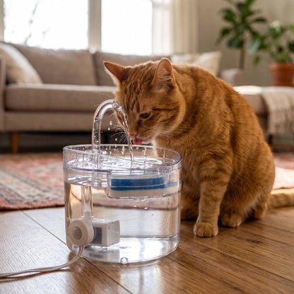 fontaine a eau chat transparente chat buvant salon