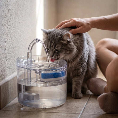 fontaine a eau chat transparente chat buvant