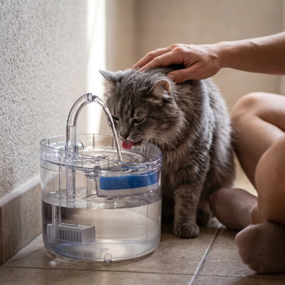 fontaine a eau chat transparente chat buvant