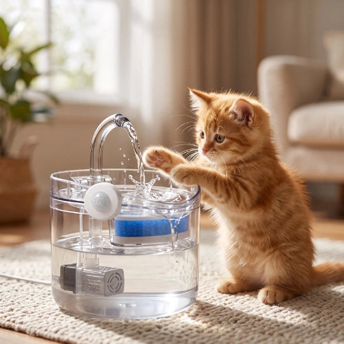 fontaine a eau chat transparente chatons debout salon