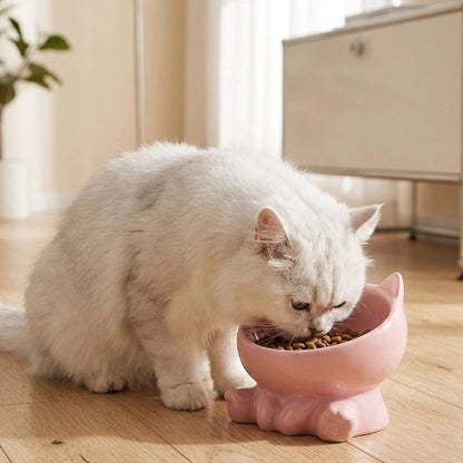 gamelle chat ceramique rose chat mangeant salon