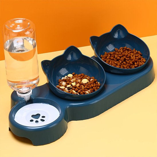 gamelle chat design felin couleur bleu fonce 3 en 1