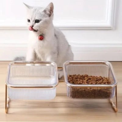 Gamelle chat surélevée | Transparente sur pied - Mon Adorable Félin
