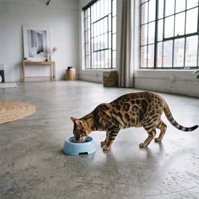gamelle pour chat bleu design sureleve salon