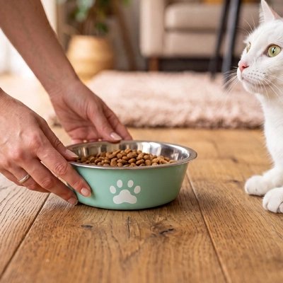 gamelle pour chat teinte pastel bleu chat salon