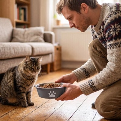 gamelle pour chat teinte pastel gris maitre chat salon