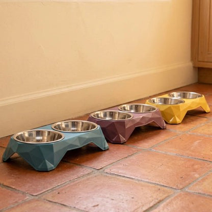 gamelles chat design contemporain vert violet jaune