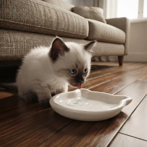 gamelles chaton tete chat blanche chaton buvant