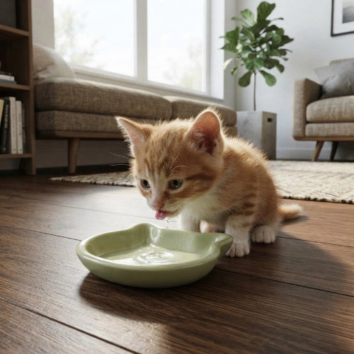gamelles chaton tete chat vert vert chaton buvant