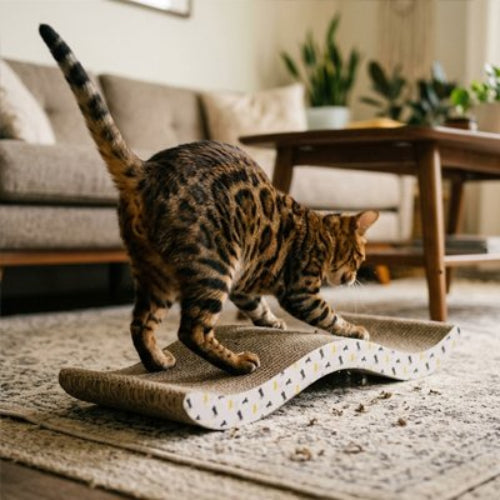 griffoir chat carton design vague chat debout salon