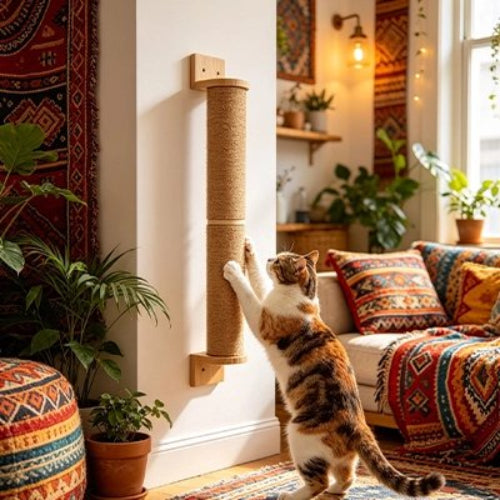griffoir chat fixation murale chat debout salon