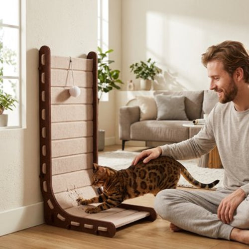 griffoir chat marron incurve maitre chat griffant salon