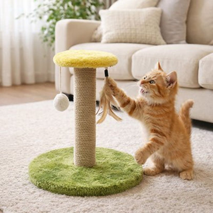 griffoir chat tout en un vert chat griffant salon
