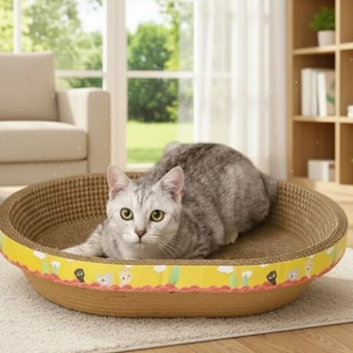 griffoir en carton pour chat forme ovale chat salon