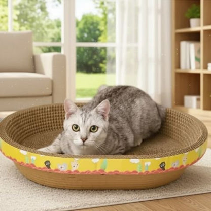 griffoir en carton pour chat forme ovale chat salon