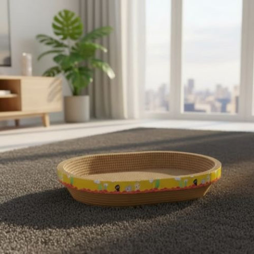 griffoir en carton pour chat forme ovale salon