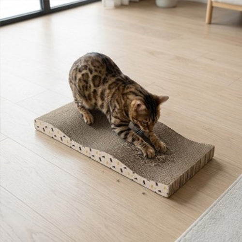 griffoir en carton pour chat vagues salon chat griffant