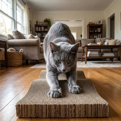 griffoir en carton pour chat vagues salon