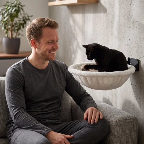 hamac chat pliable blanc maitre chat jouant