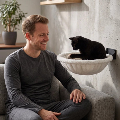 hamac chat pliable blanc maitre chat jouant
