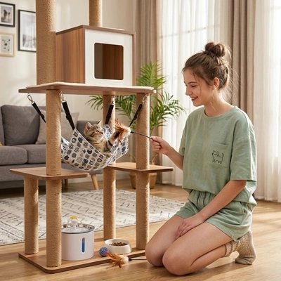 hamac pour chat blanc avec motifs chat maitresse salon