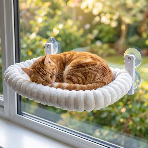 hamac pour chat blanc matiere polaire douce chat dormant
