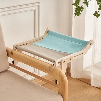 hamac pour chat bleu bois naturel