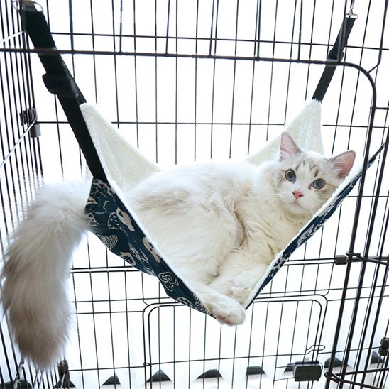 hamac pour chat bleu sangles ajustables chat allonge