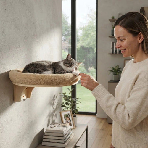 hamac pour chat confortable maitresse chat dormant