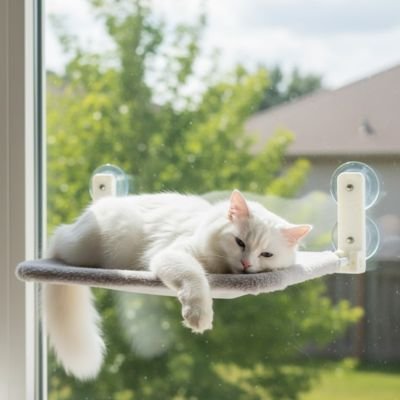 hamac pour chat fenetre pliable gris chat blanc allonge