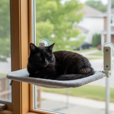 hamac pour chat fenetre pliable gris chat noir allonge