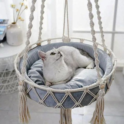 hamac-pour-chat-macramé-blanc