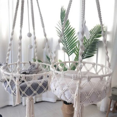 hamac-pour-chat-macramé-reposant