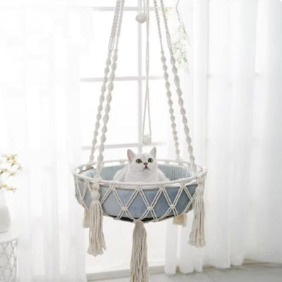hamac-pour-chat-macramé-suspendu