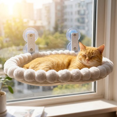 hamac pour chat ovale bordure moelleuse chat dormant