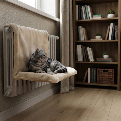 hamac pour chat radiateur amovible beige chat allonge