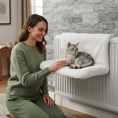 hamac pour chat radiateur amovible blanc maitresse chat allonge