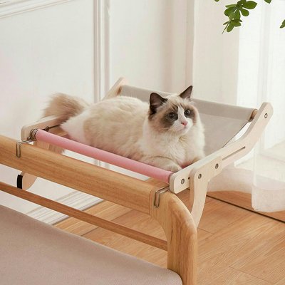 hamac pour chat rose bois naturel chat allonge salon