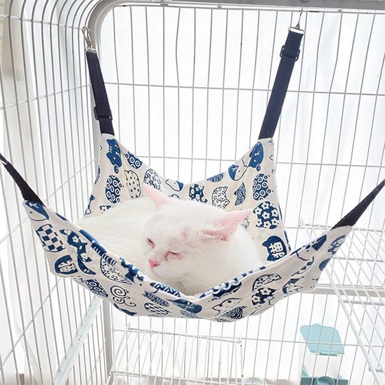 hamac pour chat sangles ajustables blanc chat allonge
