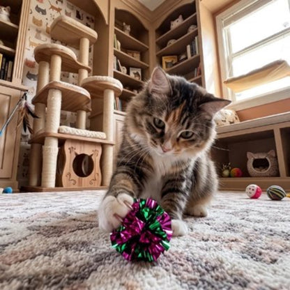 jeu chat balles multicolores chat attrapant