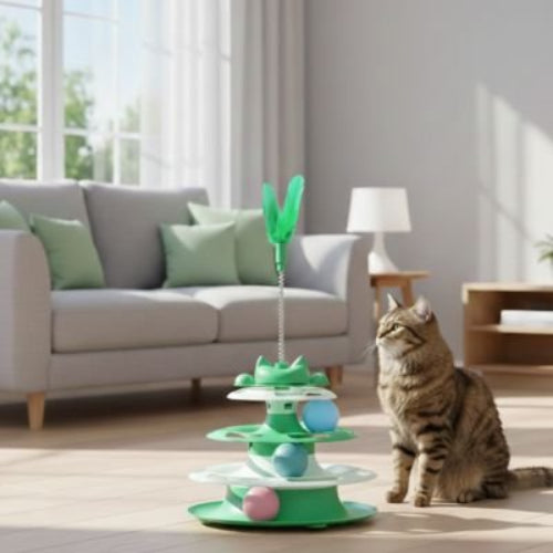 jeu chat tour interactive vert chat assis salon
